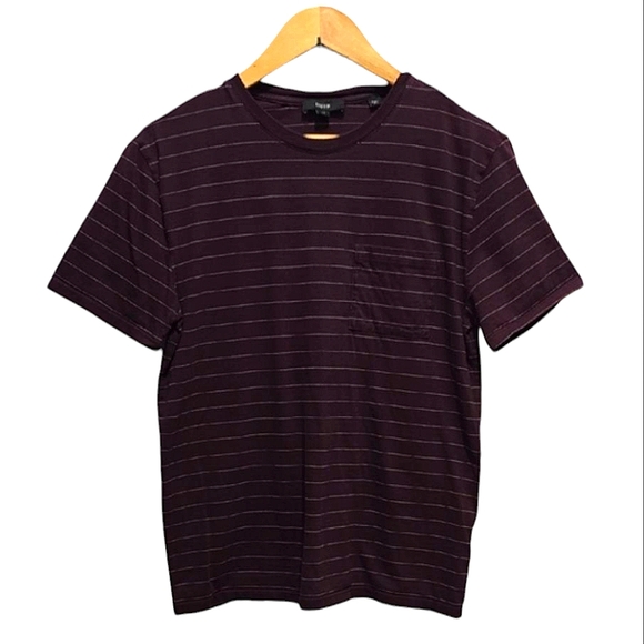 Vince Men's Striped Maroon T-Shirt Size Small Or Womans Size M - Picture 1 of 4
